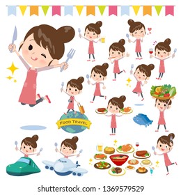A set of mom on food events.There are actions that have a fork and a spoon and are having fun.It's vector art so it's easy to edit.

