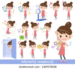 A set of mom on inferiority complex.There are actions suffering from smell and appearance.It's vector art so it's easy to edit.
