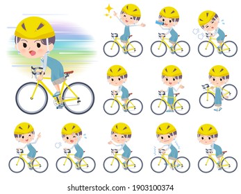 A set of mom on a road bike.There is an action that is enjoying.It's vector art so it's easy to edit.