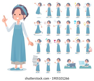 A set of mom with who express various emotions.There are actions related to workplaces and personal computers.It's vector art so it's easy to edit.