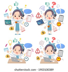 Un grupo de madres que realizan tareas múltiples en la oficina. Hay cosas que hacer sin problemas y un patrón que está en pánico. Es arte vectorial, así que es fácil de editar.
