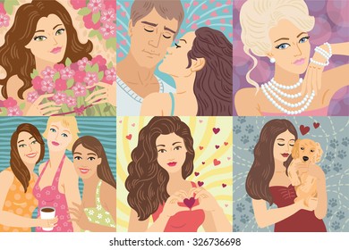 Set of moments of a life. Women