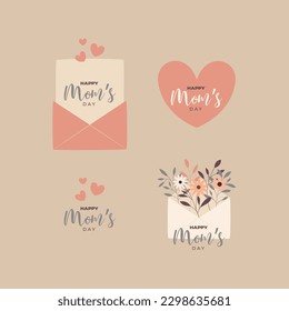 A set of mom's day  greetings cute designs 