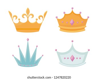 set monarchical crown with gemstones