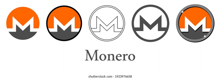 Set of monero crypto currency icons. Vector illustration.