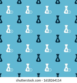 Set Money bag and Money bag and coin on seamless pattern. Vector