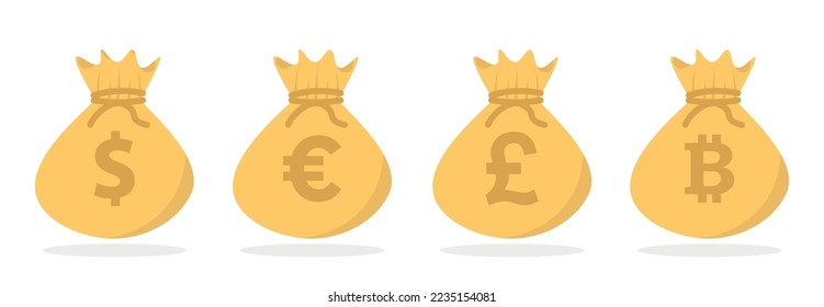 Set of Money Bag icon. Vector Illustration.Vector Illustration