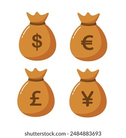 set of money bag symbol