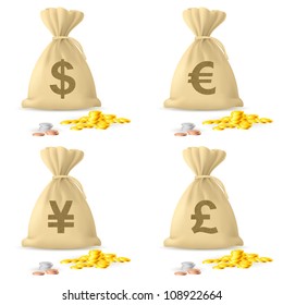 Set of Money Bags. Illustration on white background