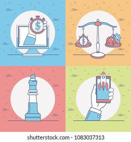 Set of money and bank icons