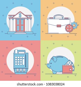 Set of money and bank icons