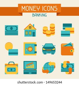 Set of money and banking icons.