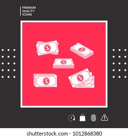 Set of Money banknotes stack icon