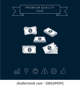 Set of Money banknotes stack icon