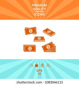 Set of Money banknotes stack icon