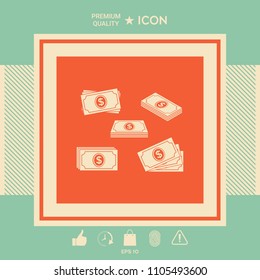 Set of Money banknotes stack icon