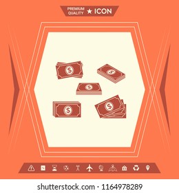 Set of Money banknotes stack icon