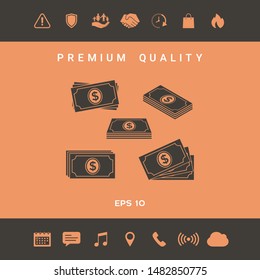 Set of Money banknotes stack icon. Graphic elements for your design