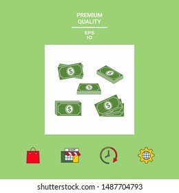 Set of Money banknotes stack icon. Graphic elements for your design
