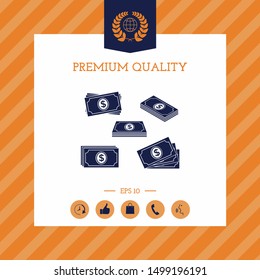 Set of Money banknotes stack icon. Graphic elements for your design