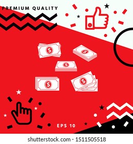 Set of Money banknotes stack icon. Graphic elements for your design