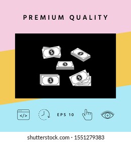 Set of Money banknotes stack icon. Graphic elements for your design