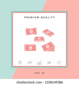 Set of Money banknotes stack icon. Graphic elements for your design
