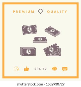 Set of Money banknotes stack icon. Graphic elements for your design