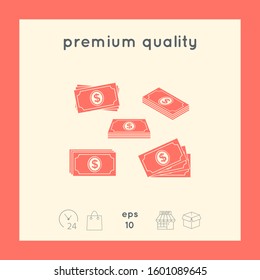 Set of Money banknotes stack icon. Graphic elements for your design