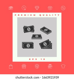 Set of Money banknotes stack icon. Graphic elements for your design