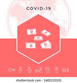 Set of Money banknotes stack icon. Graphic elements for your design