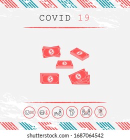 Set of Money banknotes stack icon. Graphic elements for your design
