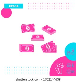 Icono de la pila de billetes del juego de dinero. Elementos gráficos para el diseño