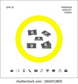 Set of Money banknotes stack icon. Graphic elements for your design