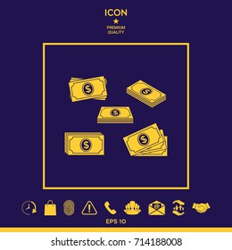 Set of Money banknotes stack icon
