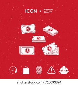 Set of Money banknotes stack icon