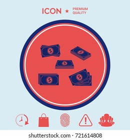 Set of Money banknotes stack icon