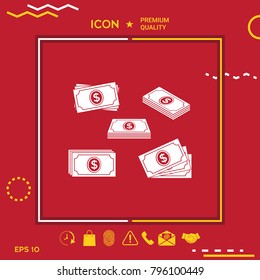 Set of Money banknotes stack icon