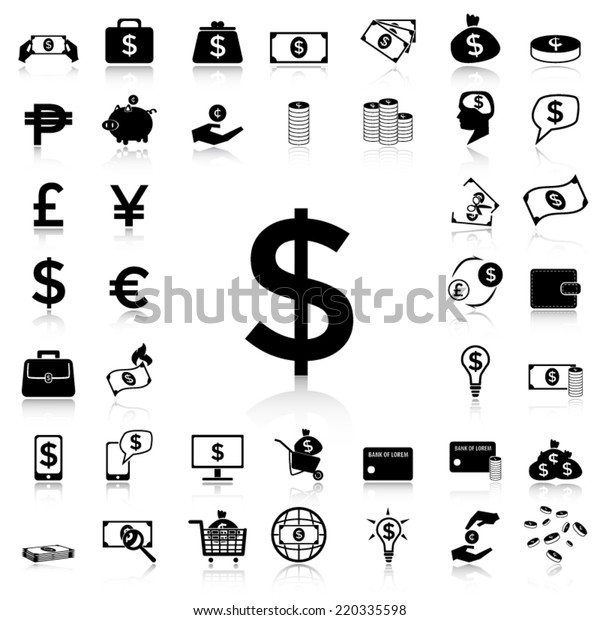 Set Money Black Icons Silhouettes Stock Vector (Royalty Free) 220335598 ...