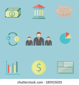 set of money and business icon, vector illustration
