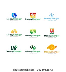 Juego de Cambiador de Dinero Logo Plantilla Diseño Vector