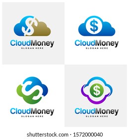 Set of Money Cloud Logo Design Vector concept. Cloud Money Logo Template. Icon Symbol. Illustration