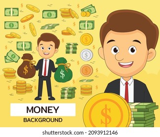 Set of Money concept background. Flat icons.