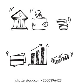 set of money doodle illustration