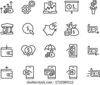 set of money and financial, payment, tax, credit, mobile banking