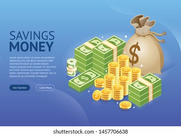 Set of money icon banner. Vector illustrations.
