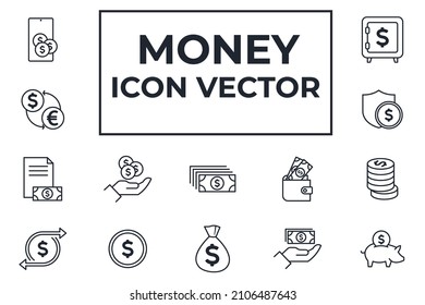 Icono de Juego de Dinero. Plantilla de símbolo de paquete de dinero para la colección de gráficos y diseño web ilustración vectorial