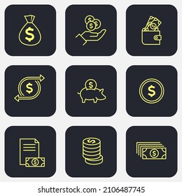 Icono de Juego de Dinero. Plantilla de símbolo de paquete de dinero para la colección de gráficos y diseño web ilustración vectorial