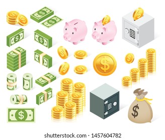 Set of money icon symbol. Vector illustrations.