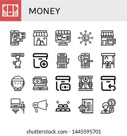 Set Of Money Icons Such As Money, Smartphone Payment, Shop, Online Shop, Euro, Atm, Add Package, Slot Machine, Auction, Claw Machine, Gangsta, Online Payment, Cash On Delivery , Money